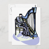Male Harp Player Graphic Afbeelding Design Strings Briefkaart (Voorkant / Achterkant)