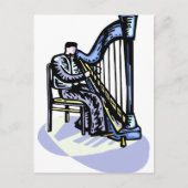 Male Harp Player Graphic Afbeelding Design Strings Briefkaart (Voorkant)