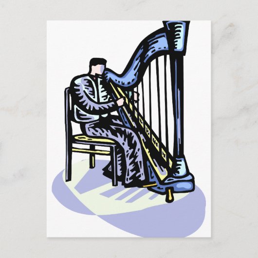 Male Harp Player Graphic Afbeelding Design Strings Briefkaart (Voorkant)