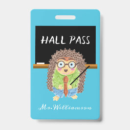 Male Hedegel Teacher Blue Hall Pass Badge