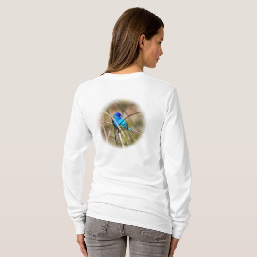 Male Indigo Bunting Songbird L/S T-Shirt (Achterkant volledig)