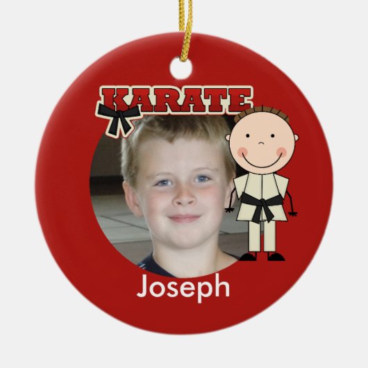 Male Karate Photo Ornament (Voorkant)