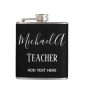 MALE LERAAR - Klassiek zwart-wit, speciaal geperso Heupfles (Voorkant)