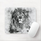 Male Lion Zwart-wit Waterverf Portret Muismat (Met muis)