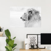 MALE LION - ZWARTE EN WITTE POSTER (Thuiskantoor)