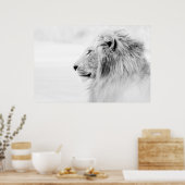 MALE LION - ZWARTE EN WITTE POSTER (Keuken)