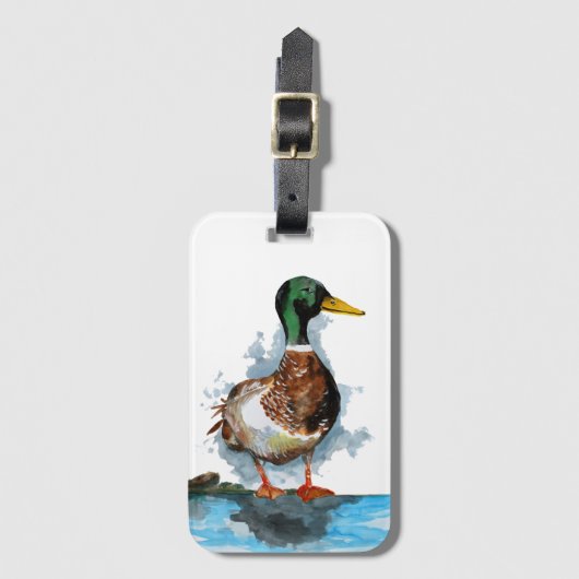 Male Mallard Duck Bagagelabel (Voorkant (verticaal))