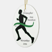 Male Marathon Runner Green Ribbon Ornament (Links)