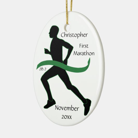 Male Marathon Runner Green Ribbon Ornament (Links)
