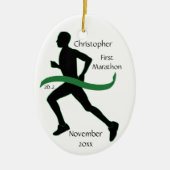 Male Marathon Runner Green Ribbon Ornament (Voorkant)