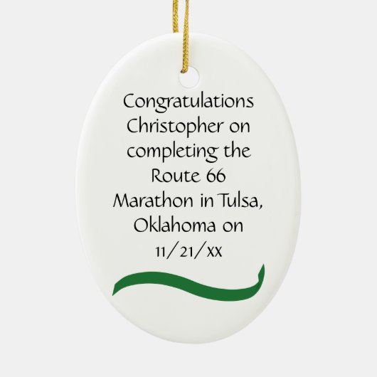 Male Marathon Runner Green Ribbon Ornament (Achterkant)