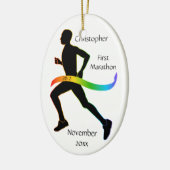 Male Marathon Runner Rainbow Ribbon Ornament (Links)