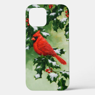 Male Northern Red Cardinaal Bird & Holly Branch Case-Mate iPhone Case