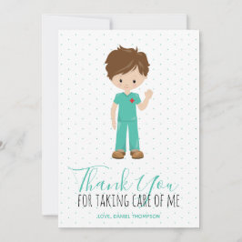 Male Nurse Blue Typography Polka Dot Bedankkaart