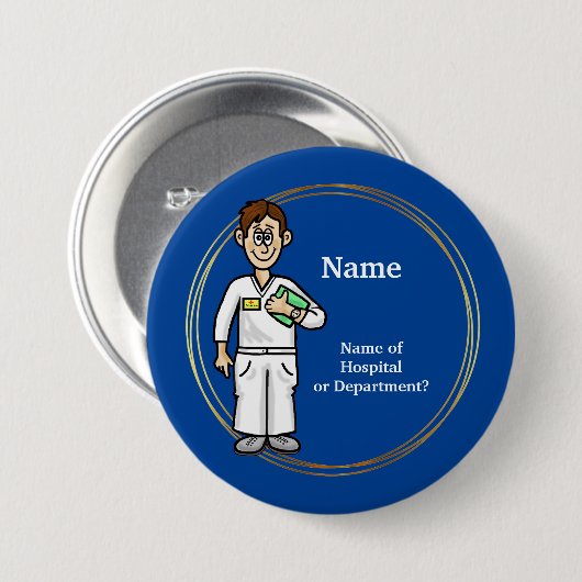 Male Nurse Customize Button (Voorkant /achterkant)