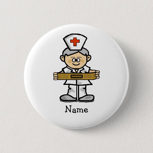 Male Nurse with Grey Hair Button  Customize It! (Voorkant)