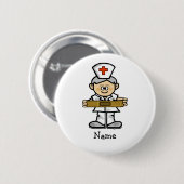 Male Nurse with Grey Hair Button  Customize It! (Voorkant /achterkant)