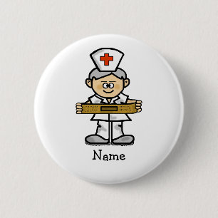 Male Nurse with Grey Hair Button Customize It!