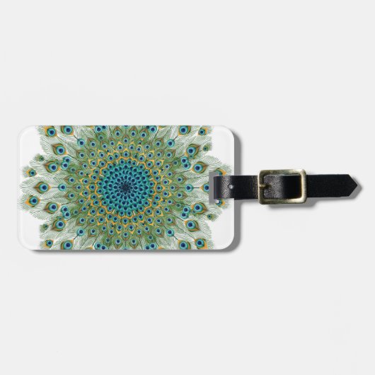 Male Peacock Colorful Mandala Bagagelabel (Voorkant horizontaal)