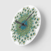 Male Peacock Colorful Mandala Ronde Klok (Hoek)