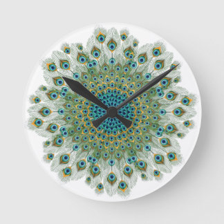 Male Peacock Colorful Mandala Ronde Klok