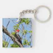 Male Pileated Woodpecker Sleutelhanger (Achterkant)