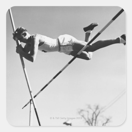 Male Pole Vaulter Vierkante Sticker (Voorkant)