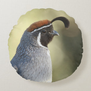 Male Quail Portret Rond Kussen