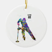 Male Ringette Player Keramisch Ornament (Voorkant)