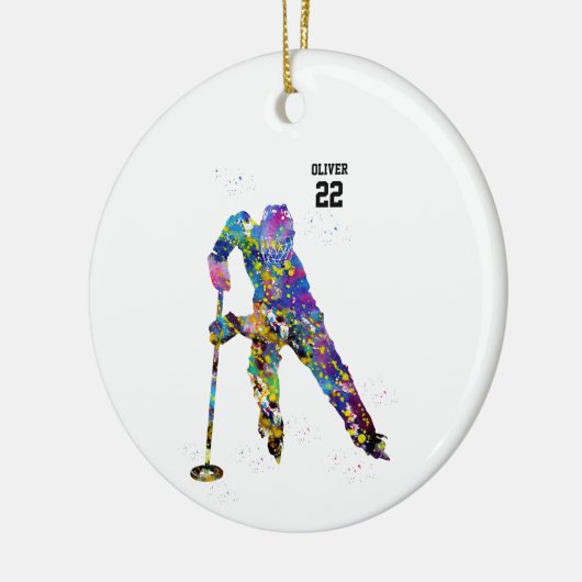 Male Ringette Player Keramisch Ornament (Links)