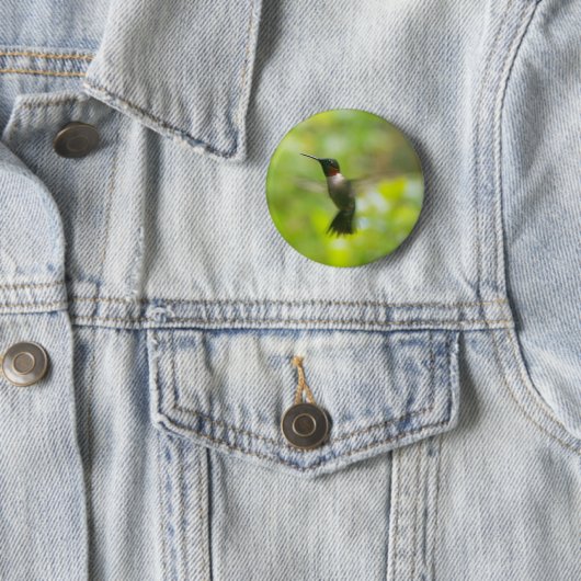Male Ruby Throat Hummingbird Button (In situ)