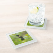 Male Ruby Throat Hummingbird Glazen Onderzetter (Schuin)