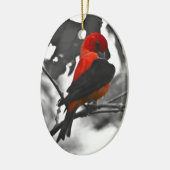 Male Scarlet Tanager Keramisch Ornament (Links)