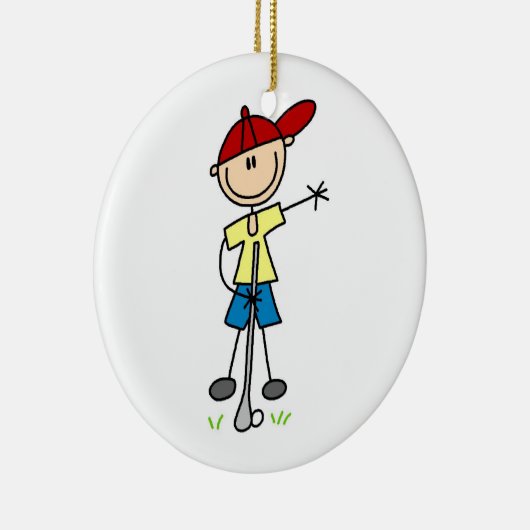 Male Stick Figuur Golfer Keramisch Ornament (Rechts)
