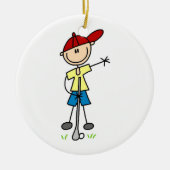 Male Stick Figuur Golfer Keramisch Ornament (Voorkant)