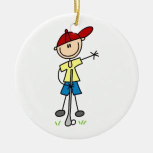 Male Stick Figuur Golfer Keramisch Ornament