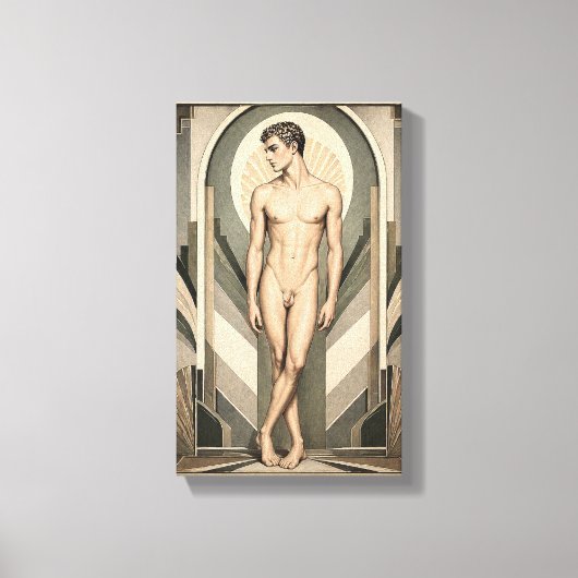 Male Study Art Deco Canvas Afdruk (Voorkant)