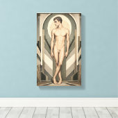 Male Study Art Deco Canvas Afdruk (Insitu (Houten vloer))