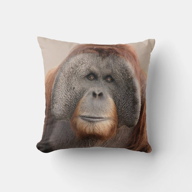 Male Sumatran Orangutan Wildlife Pillow Kussen (Voorkant)