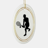 Male Tennis Player Silhouette kerstversiering Keramisch Ornament (Rechts)