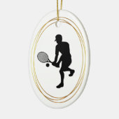 Male Tennis Player Silhouette kerstversiering Keramisch Ornament (Links)