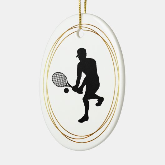 Male Tennis Player Silhouette kerstversiering Keramisch Ornament (Links)