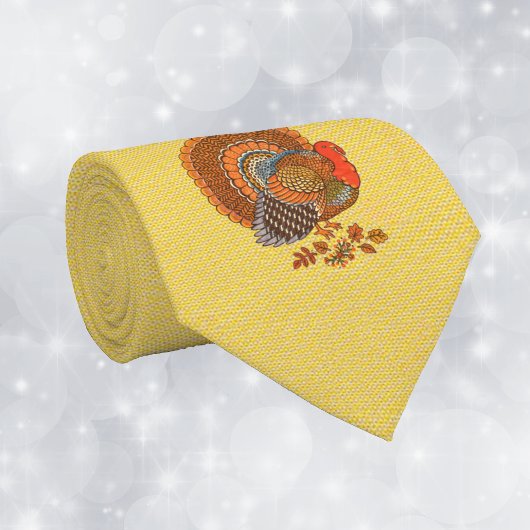 Male Turkey Fanned Tail Leaves Golden Yellow Stropdas