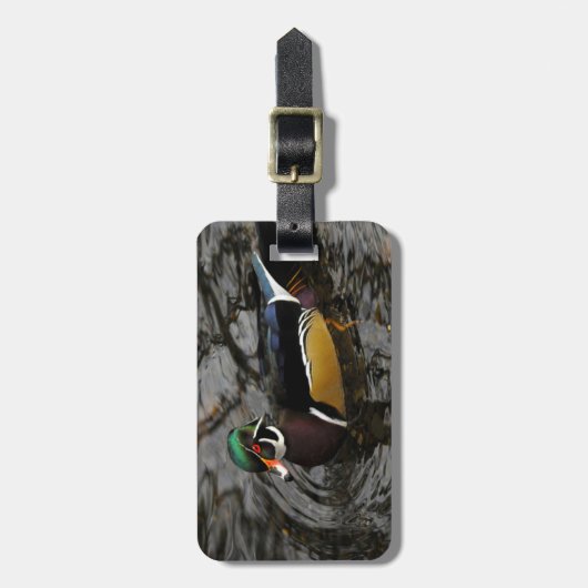 Male Wood Duck At Crystal Springs Rhododendron Bagagelabel (Voorkant verticaal)