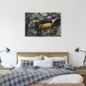 Male Wood Duck At Crystal Springs Rhododendron Canvas Afdruk (Insitu (Slaapkamer))
