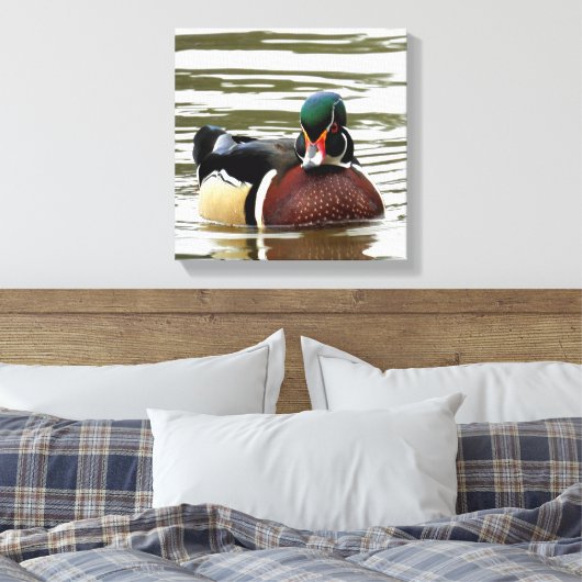 MALE WOOD DUCK CANVAS AFDRUK (Insitu (Slaapkamer))