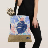 Maleah Monstera Tropical Hawaiian Colorblock-Blue Tote Bag (Dichtbij)
