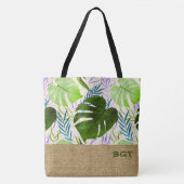 Maleah Monstera Tropical Hawaiian Colorblock-Green Tote Bag (Voorkant)