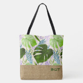 Maleah Monstera Tropical Hawaiian Colorblock-Green Tote Bag (Achterkant)