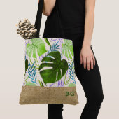 Maleah Monstera Tropical Hawaiian Colorblock-Green Tote Bag (Dichtbij)